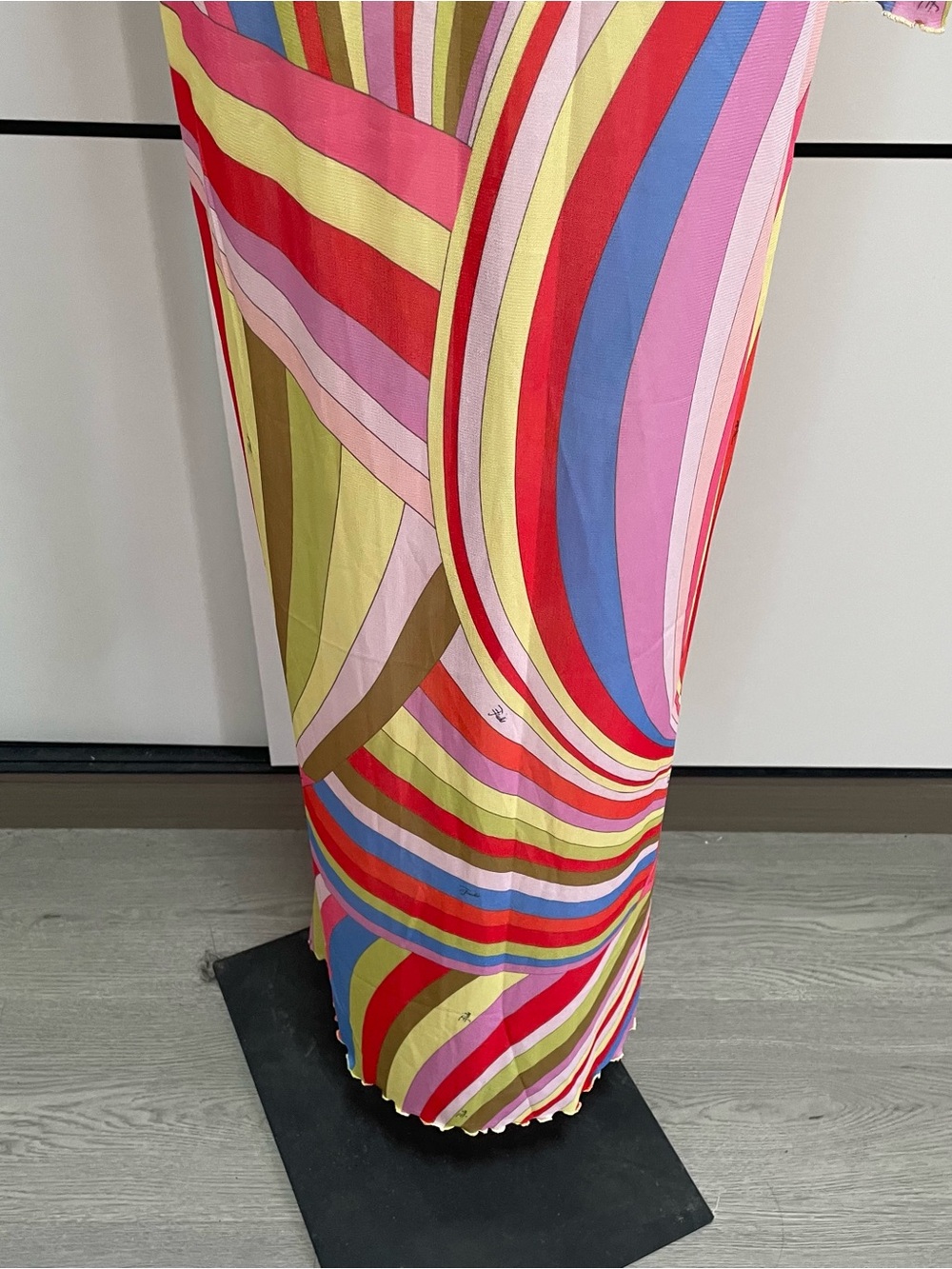 Emilio Pucci Multicolor Swirl-Print Long Sleeve Maxi Dress - Picture 8 of 10